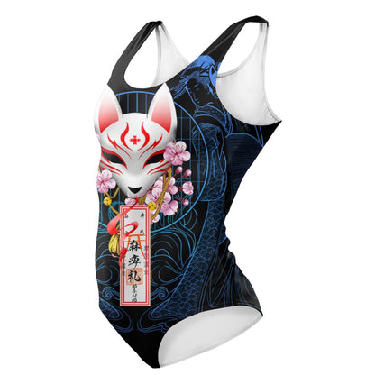 One-Piece Swimsuit SM / Original Kitsune Swimsuit - Blue Edition KITSUNE-BLUE_SWIMSUIT_V1_SM