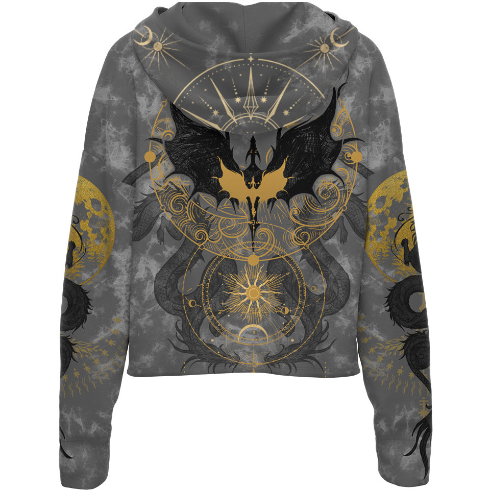 Dragon Rider Drop Shoulder Crop Hoodie
