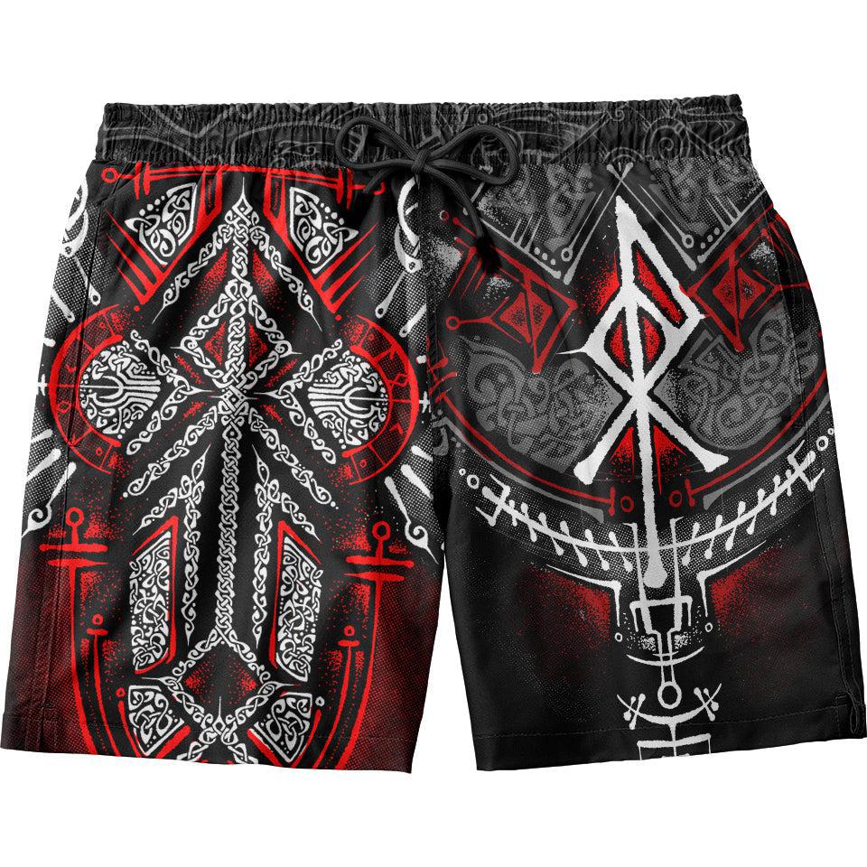 Runes of Loki Swim Trunks - Red Edition