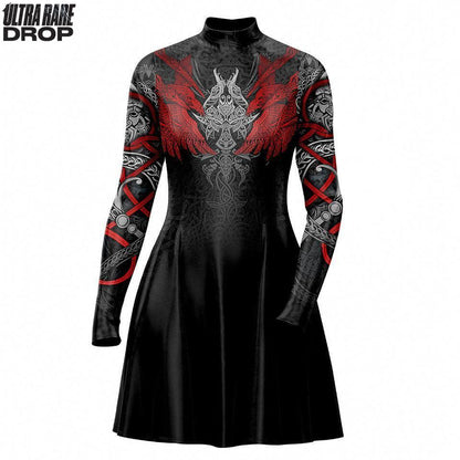 Skater Dress XXS-2 Dual Ascent (Rupture)Ultra Rare Skater Dress  - Only 300 Units Across All Styles 535A_LS-MiniDr_XXS_MUNNIN-FNR-RED