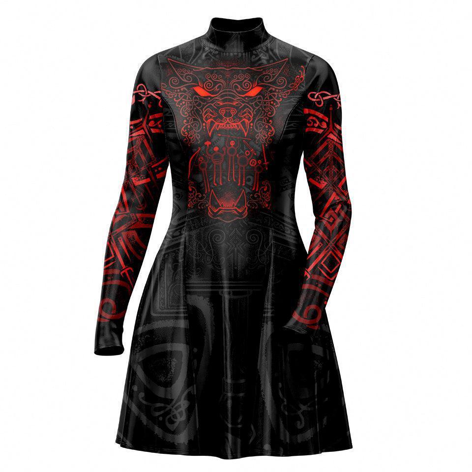Skater Dress XXS-2 Wolf of Ragnarök Skater Dress 535A_LS-MiniDr_XXS_RAGWOLF
