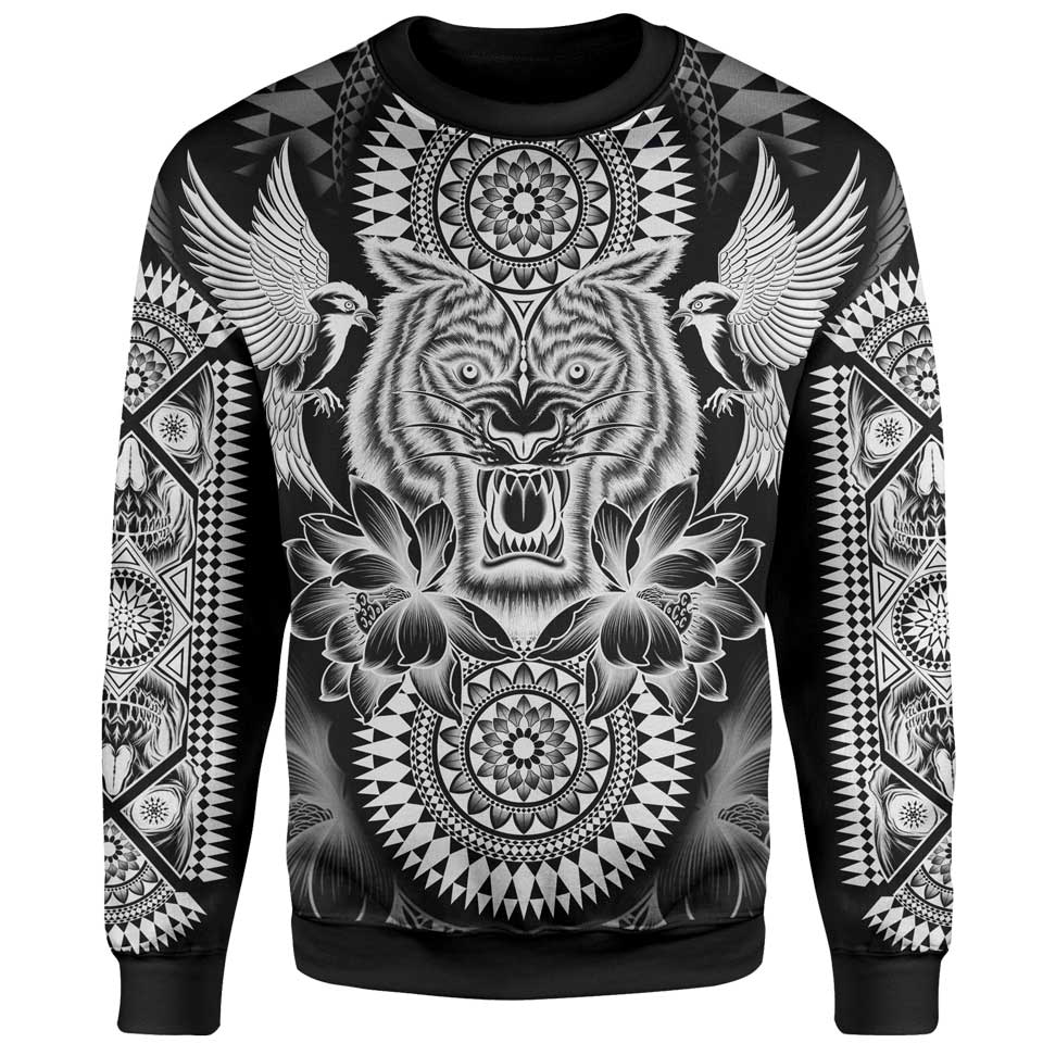 Sweater S / Black Tribal Tiger Sweater TIGER-MANDALA-BLK_SWEATSHIRT-3.0_SM