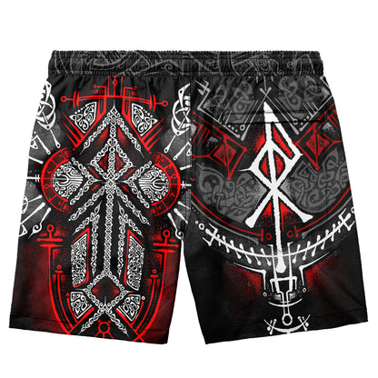 Swim Trunks SM Runes of Loki Swim Trunks - Red Edition 311_SwimTrunks_SM_RULO