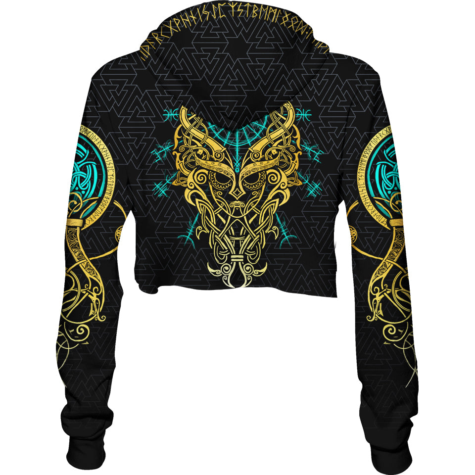 Valkyries of Valhalla Crop Hoodie - Gold Edition