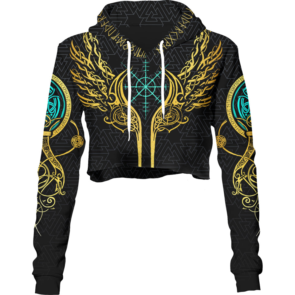 Valkyries of Valhalla Crop Hoodie - Gold Edition