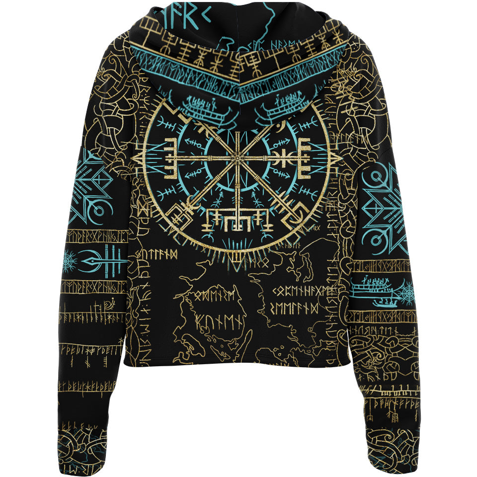 Vegvisir Drop Shoulder Crop Hoodie - Limited