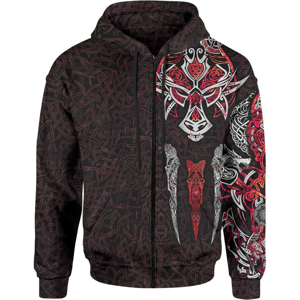 Fenrir Zip Hoodie - Crimson Edition – Lunafide