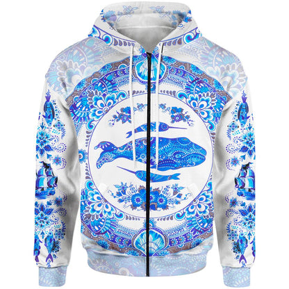 Zip-Hoodie S / White Delft Ocean Zip Hoodie DELFT-OCEAN-WHITE_ZIP-HOODIE-2.0_SM