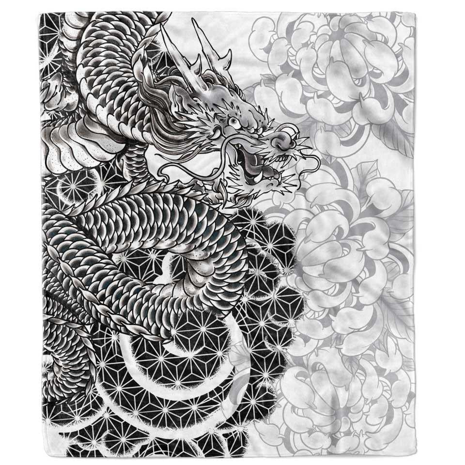 Blanket 50x60 / MicroFleece Ryu Blanket DRAGON-WHITE_BLANKET-50x60