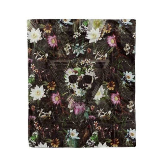 Blanket 50x60 / MicroFleece / V1 Flower Skull Blanket FLOWER-SKULL-V4_BLANKET-50x60