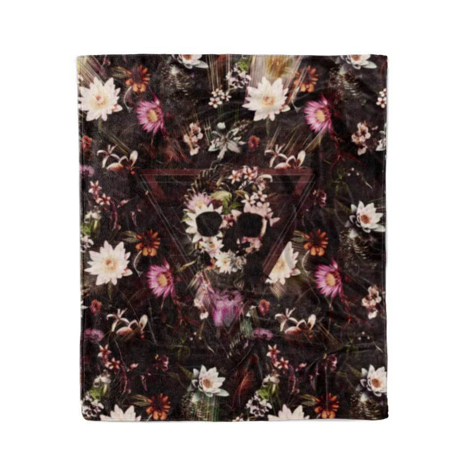Blanket 50x60 / MicroFleece / V2 Flower Skull Blanket FLOWER-SKULL-V3_BLANKET-50x60