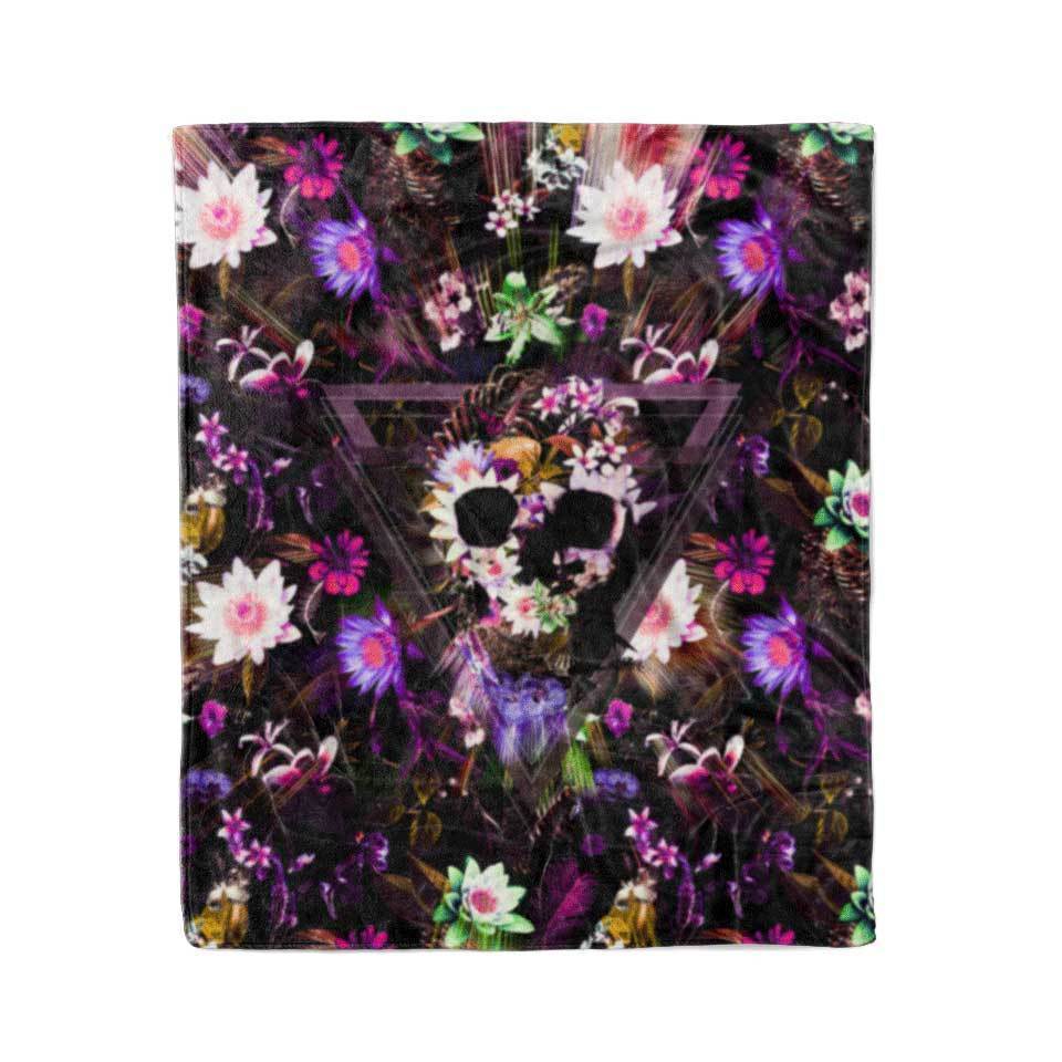 Blanket 50x60 / MicroFleece / V3 Flower Skull Blanket FLOWER-SKULL-V2_BLANKET-50x60
