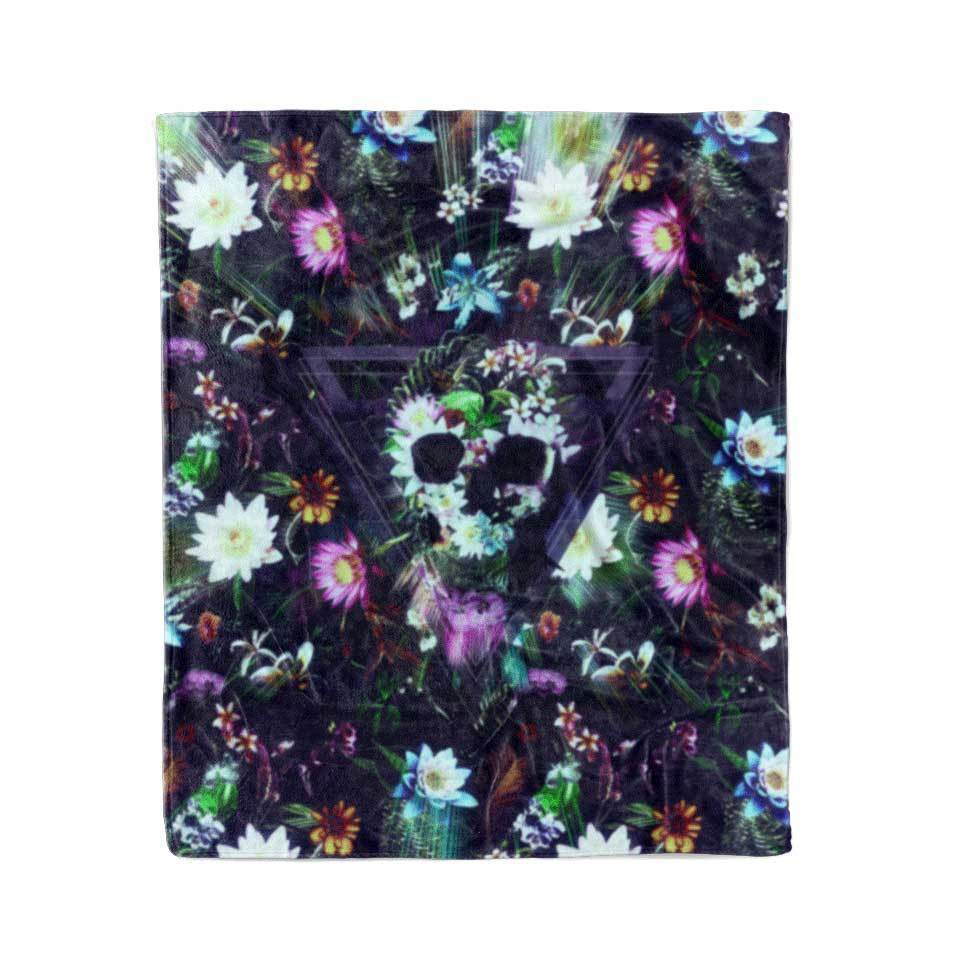 Blanket 50x60 / MicroFleece / V4 Flower Skull Blanket FLOWER-SKULL-V1_BLANKET-50x60
