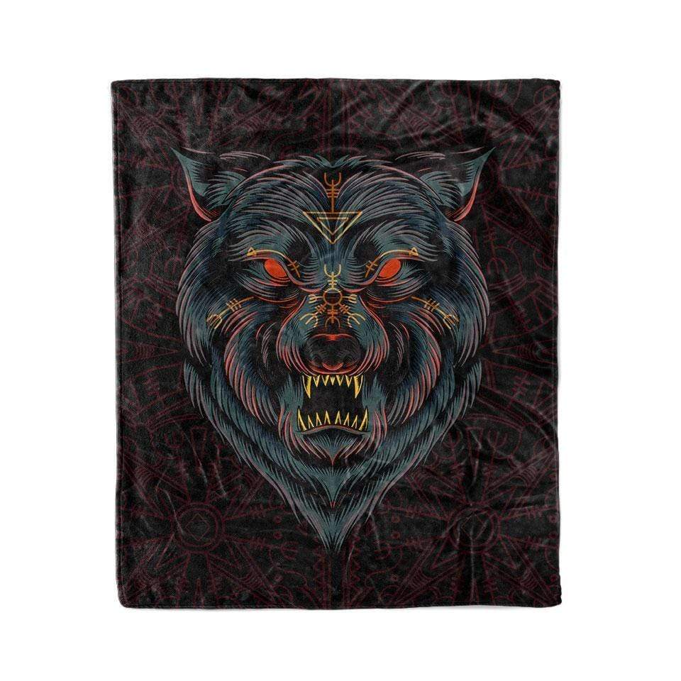 Blanket 60x80 / Premium Sherpa / Red Lone Wolf Blanket WOLF-RED_BLANKET_60x80-SHERPA
