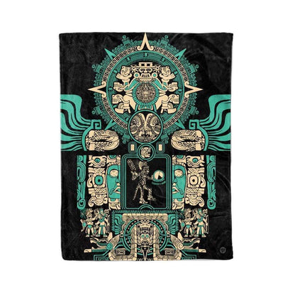 Blanket Adult-60x80 / Premium Sherpa / Turquoise Jaguar Warrior Blanket JAGUAR-WARRIOR-YELL&GR_BLANKET_60x80-SHERPA