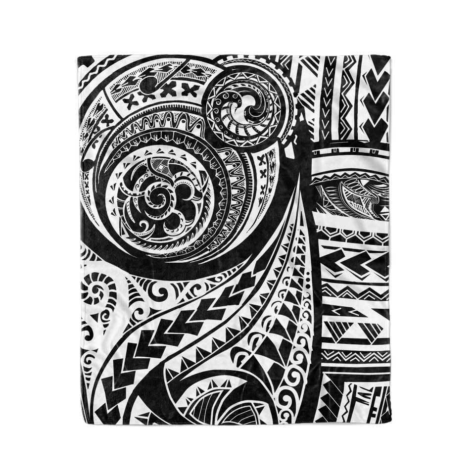 Blanket Kids - 50x60 / MicroFleece / White Polynesian Blanket POLYNESIAN-WHITE_BLANKET-50x60