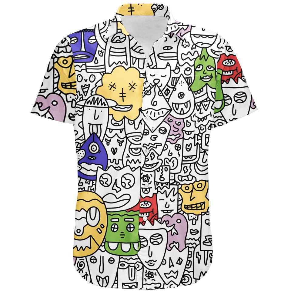 Button Up Shirt XS / Pop Pretty Done's Doodle Button Up Shirt DONE-DOODLE-CL_SS-BUTTON-UP-V2_XS