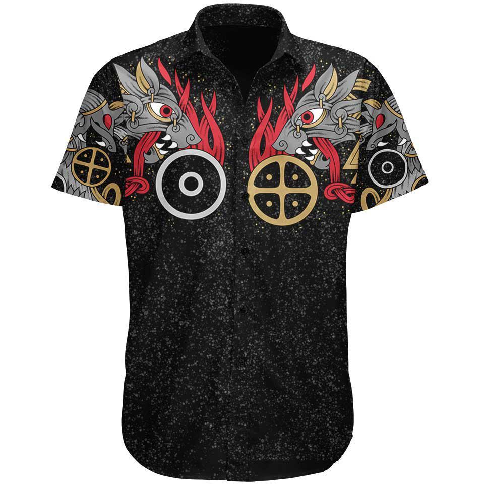 Button Up Shirt XS Skoll & Hati Button Up Shirt VIKING-WOLVES_SS-BUTTON-UP-V2_XS