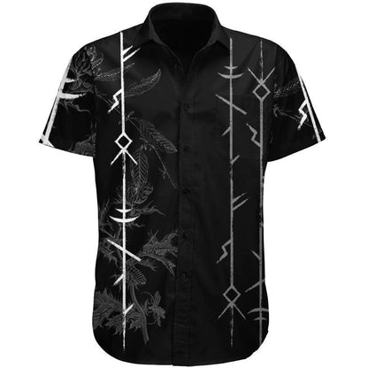 Button Up Shirt XS Wisdom of Odin Button Up Shirt VIKING-RUNES_SS-BUTTON-UP-V2_XS