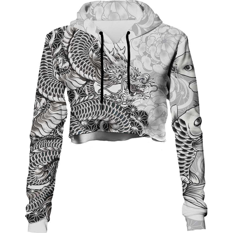 Crop Hoodie XS Ryu Crop Hoodie DRAGON-WHITE_222A_XS