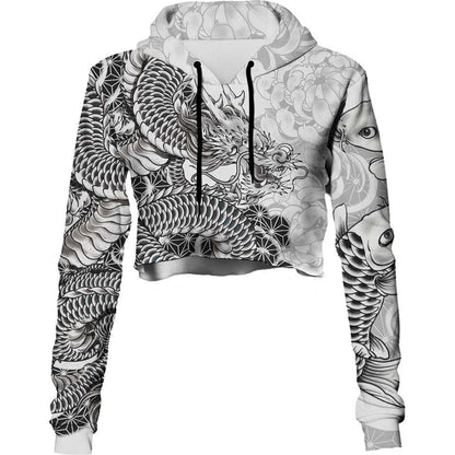 Crop Hoodie XS Ryu Crop Hoodie DRAGON-WHITE_222A_XS