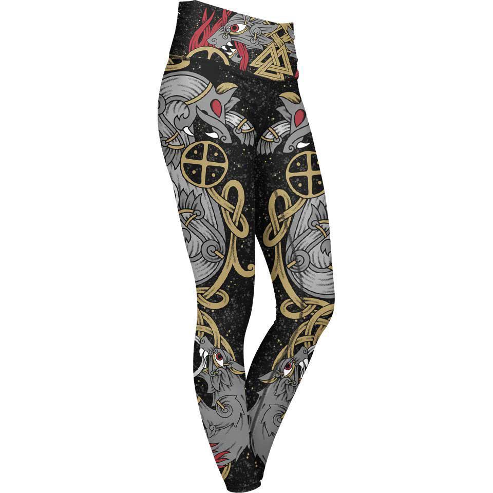 High Waisted Leggings XS Skoll & Hati High Waisted Leggings 102_YOGA-PANT_XS_VIKING-WOLVES