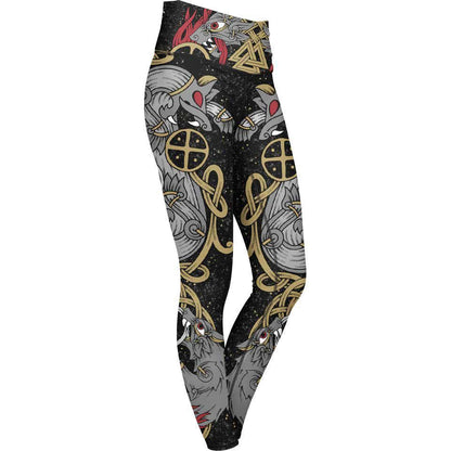 High Waisted Leggings XS Skoll & Hati High Waisted Leggings 102_YOGA-PANT_XS_VIKING-WOLVES