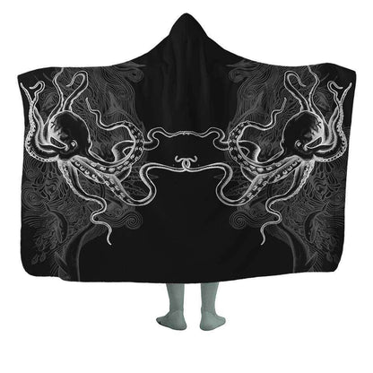 Hooded Blanket Adult - 60x80 / Black / Premium Sherpa Oceanic Hooded Blanket OCEANIC-BLACK_HOODED-BLANKET-60x80-SHERPA