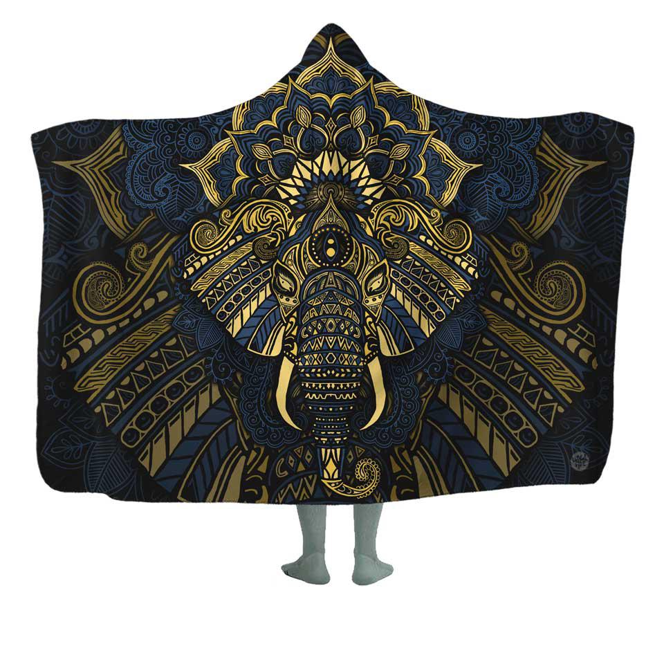 Hooded Blanket Adult-60x80 / Premium Sherpa Elephant Mandala Hooded Blanket ELEPHANT_HOODED-BLANKET-60x80-SHERPA