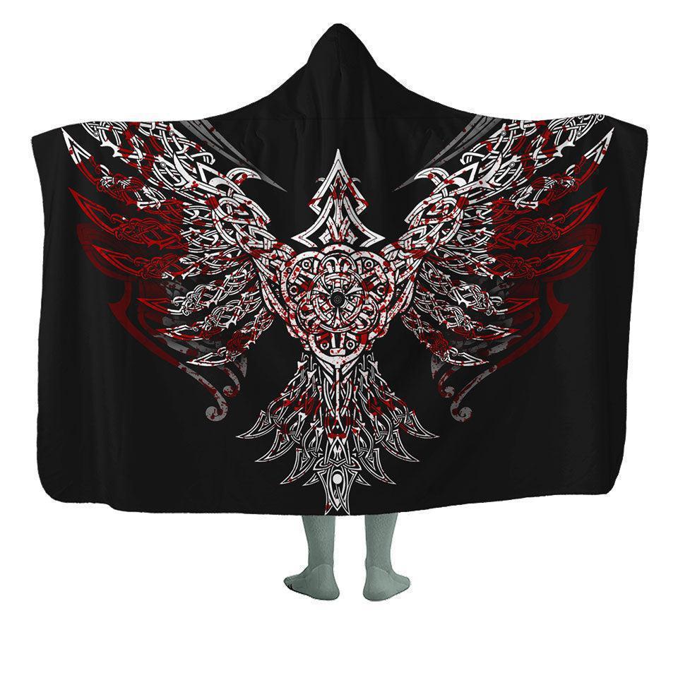 Hooded Blanket Adult - 60x80 / Premium Sherpa Huginn Hooded Blanket - Limited HUGGIN-BLOODY_HOODED-BLANKET-60x80-SHERPA