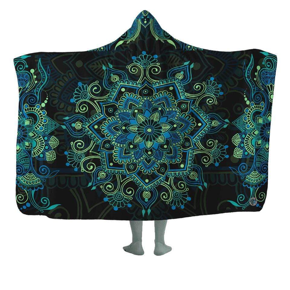 Hooded Blanket Adult - 60x80 / Premium Sherpa Lotus Hooded Blanket MANDALA3_HOODED-BLANKET-60x80-SHERPA