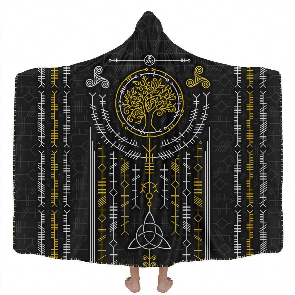 Hooded Blanket Adult-60x80 / Premium Sherpa Ogham Hooded Blanket - Black Edition OGHAM-BLK_HOODED-BLANKET-60x80-SHERPA