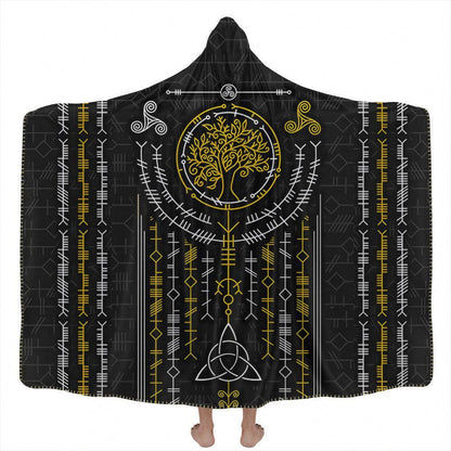 Hooded Blanket Adult-60x80 / Premium Sherpa Ogham Hooded Blanket - Black Edition OGHAM-BLK_HOODED-BLANKET-60x80-SHERPA