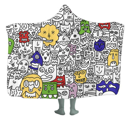 Hooded Blanket Adult-60x80 / Premium Sherpa / Pop Pretty Done's Doodle Hooded Blanket DONE-DOODLE-CL_HOODED-BLANKET-60x80-SHERPA
