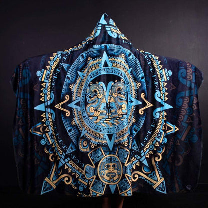 Hooded Blanket Adult - 60x80 / Premium Sherpa / Turquoise Serpent Warrior Hooded Blanket AZTEC_HOODED-BLANKET-60x80-SHERPA