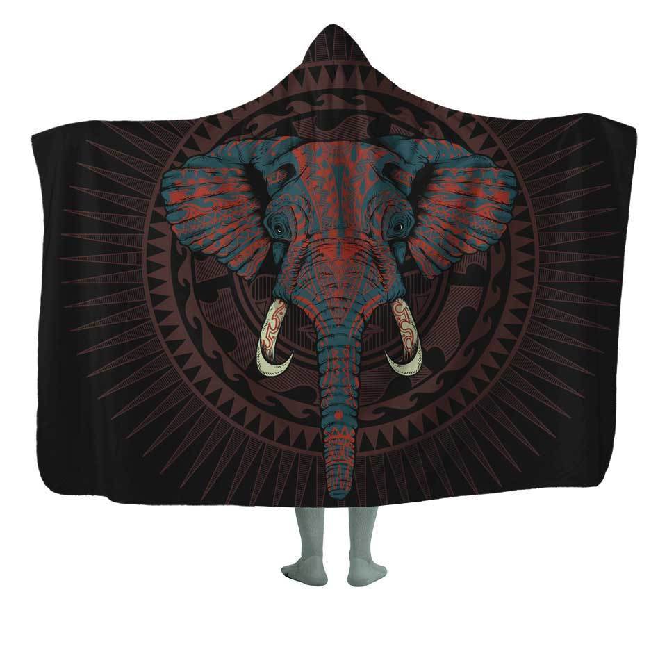 Hooded Blanket CHILD-50x60 / MicroFleece Elephant Warrior Hooded Blanket ELEPHANT-WARRIOR_HOODED-BLANKET_50x60