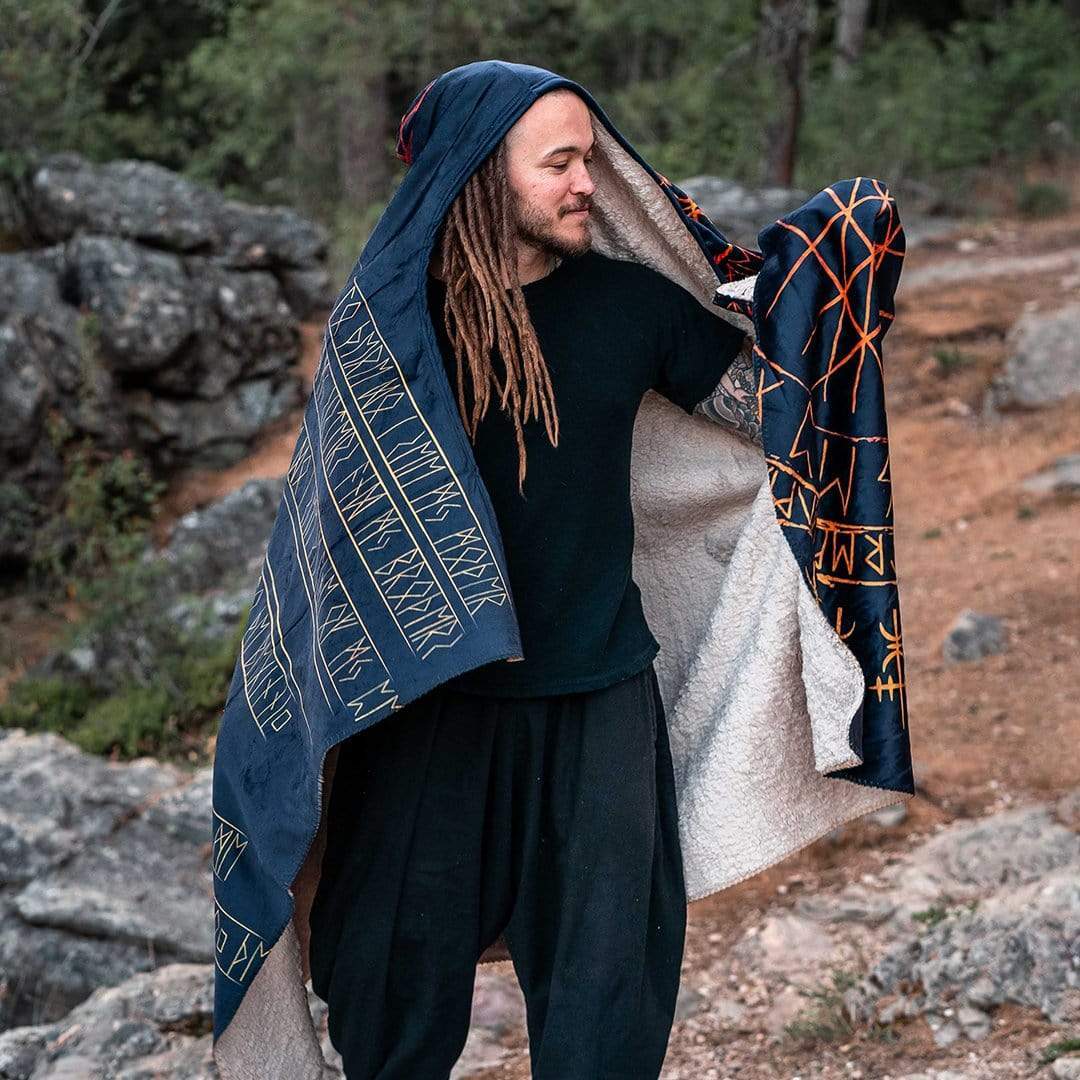 Hooded Blanket Viking Runes Hooded Blanket