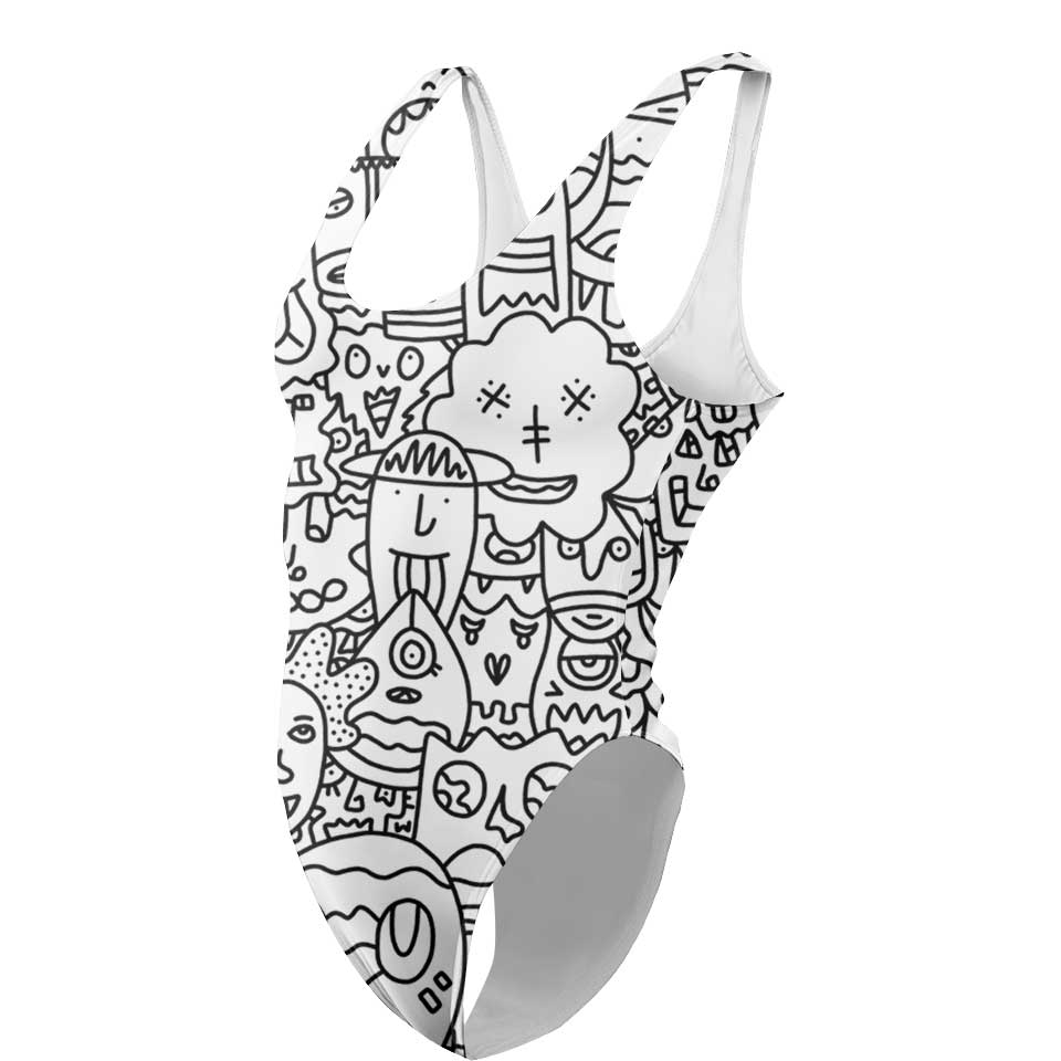 One-Piece Swimsuit S / High Waist-Low Back / Plain Pretty Done's Doodle Swimsuit DONE-DOODLE_SWIMSUIT_V2_SM
