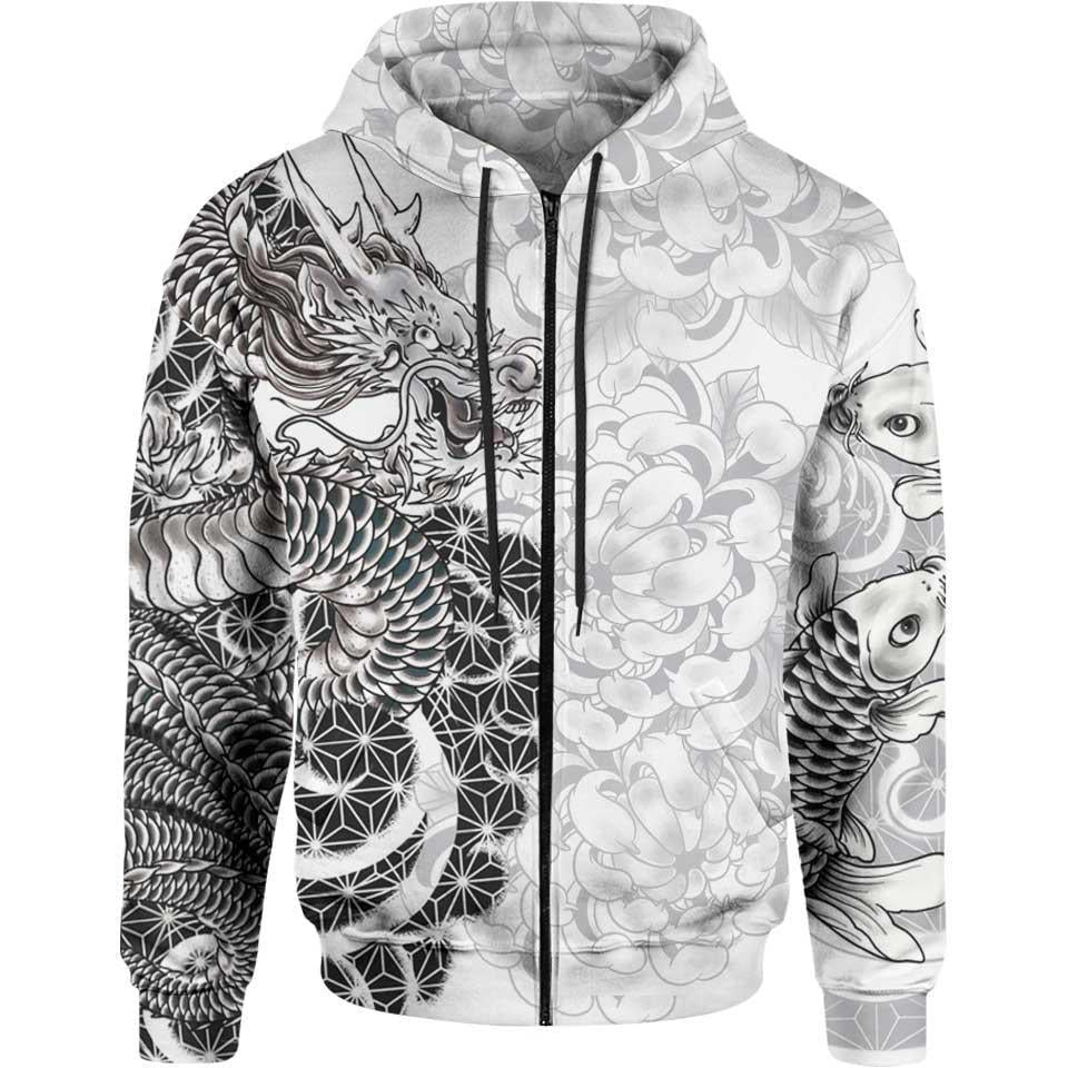 Zip-Hoodie S Ryu Zip Hoodie DRAGON-WHITE_ZIP-HOODIE-2.0_SM