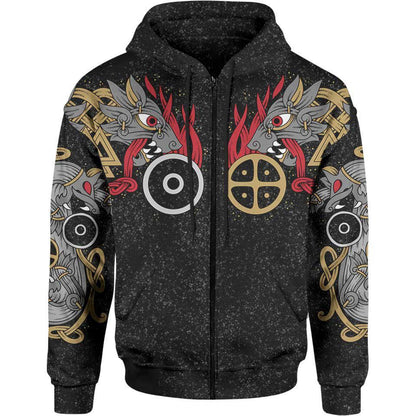 Zip-Hoodie S Skoll & Hati Zip Hoodie VIKING-WOLVES_ZIP-HOODIE-2.0_SM
